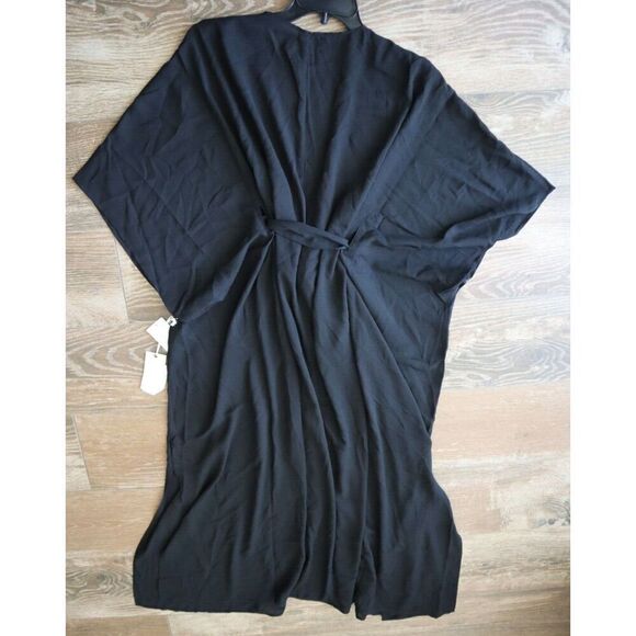 Good American GSW0394 Women's Sz 0-4 Black Goddess Tie Waist Robe Cover-Up - Picture 8 of 10